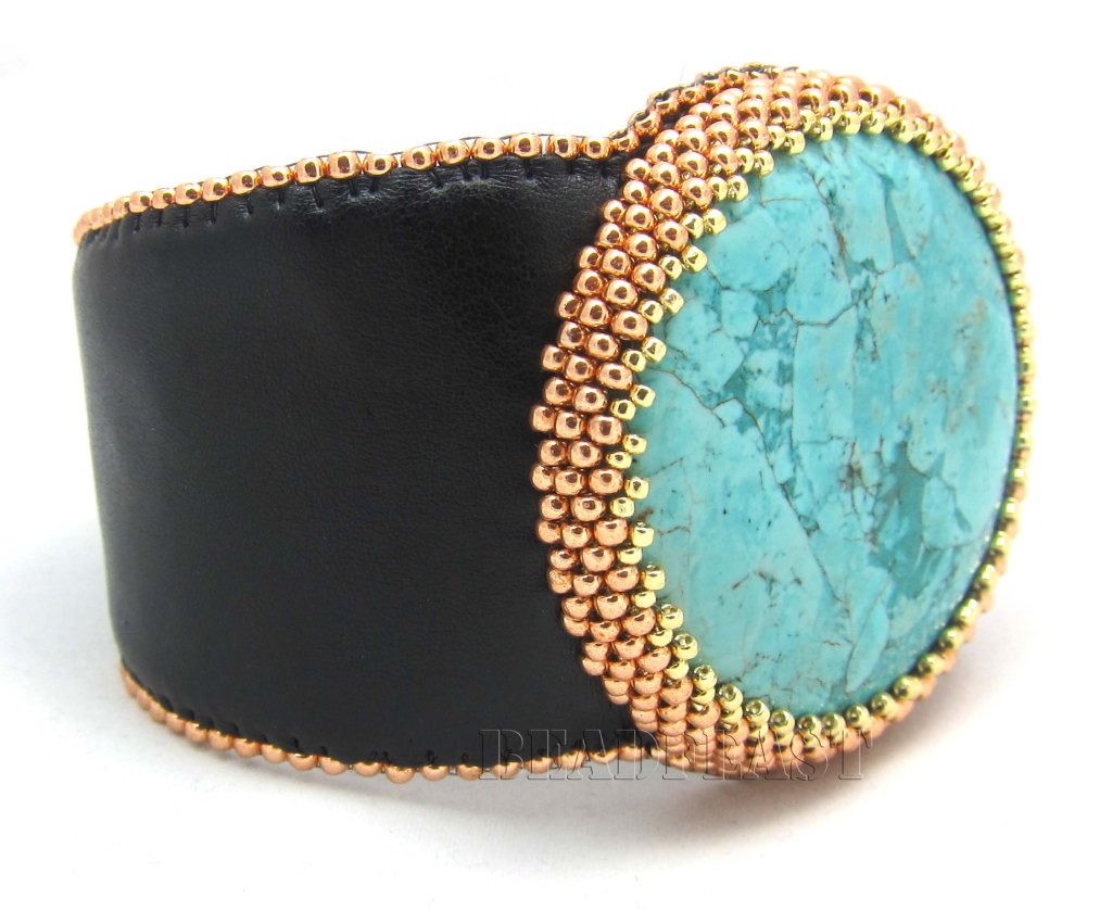 turquoise gold and leather bracelet7