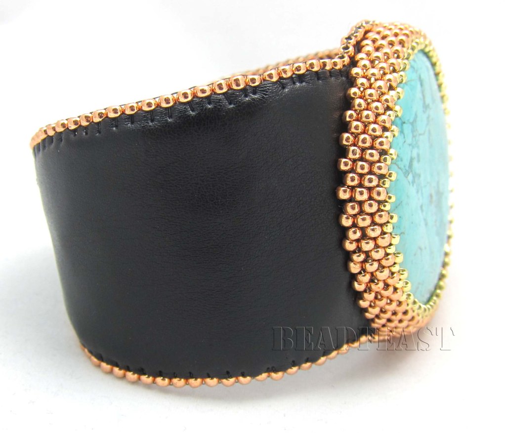 turquoise gold and leather bracelet8